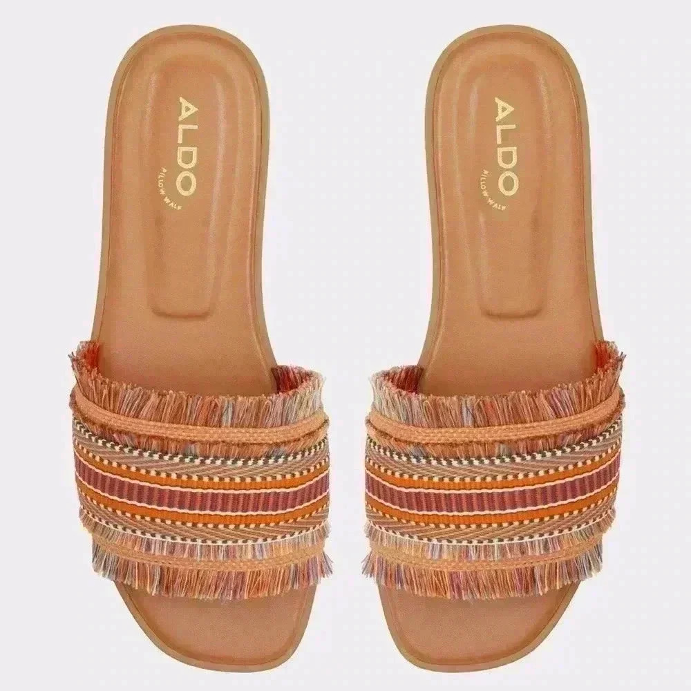 Aldo Nalani Multicolour Fringe embellished Flat Sandals - 6.5